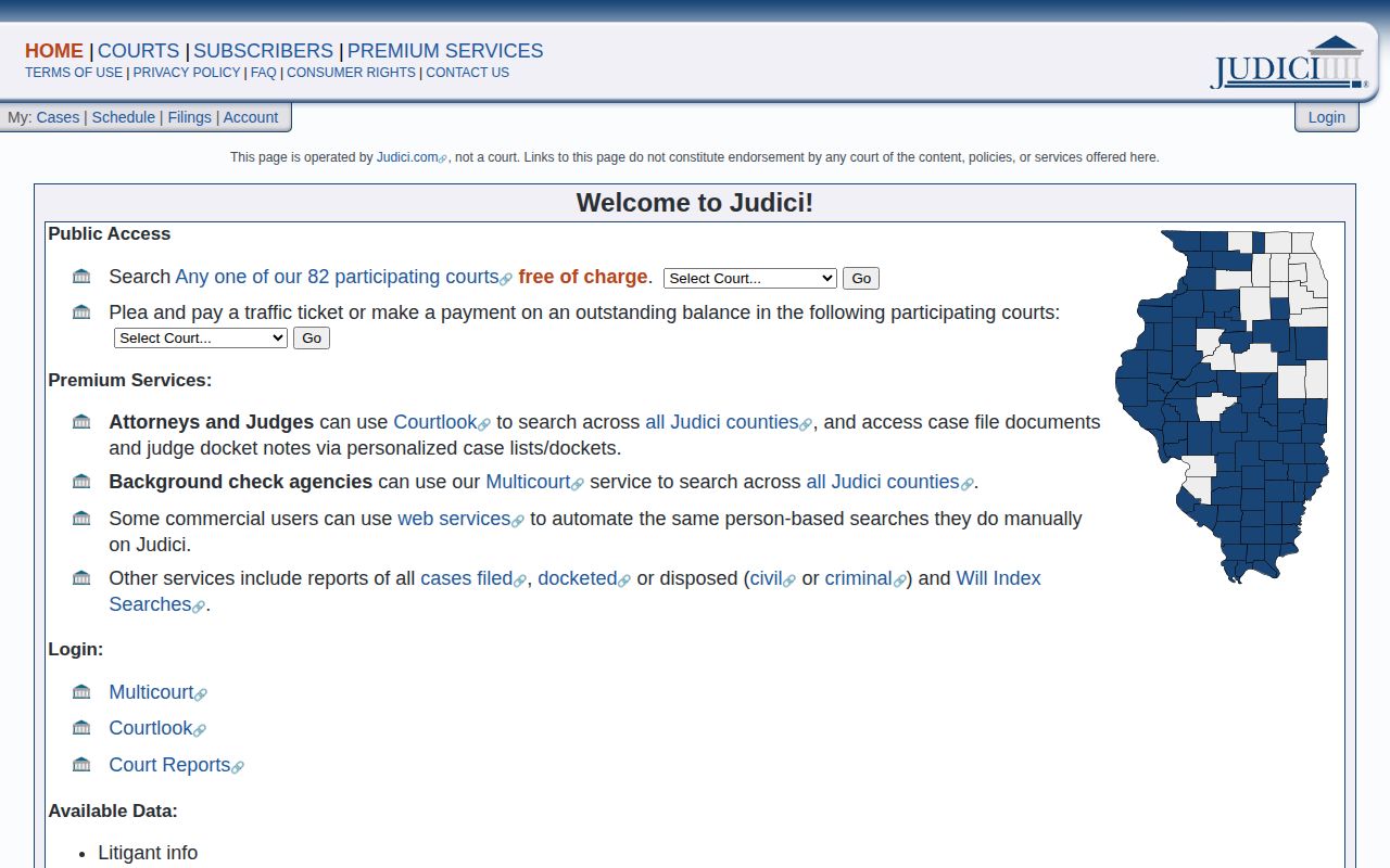 Judici court access source for Pulaski County warrant and disposition follow-up