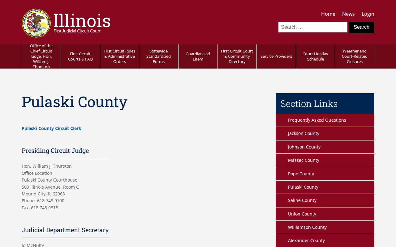 Pulaski County Illinois court records and post-booking verification source